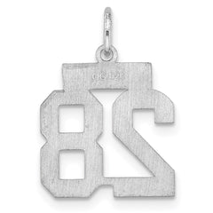 Sterling Silver/Rhodium-plated Satin Number 28 Charm - 4