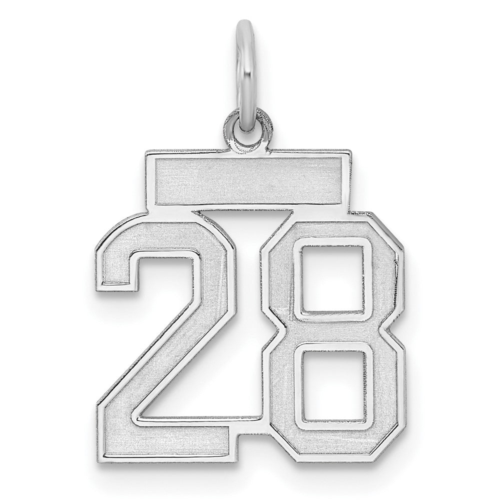 Sterling Silver/Rhodium-plated Satin Number 28 Charm - 4