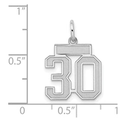 Sterling Silver/Rhodium-plated Satin Number 30 Charm