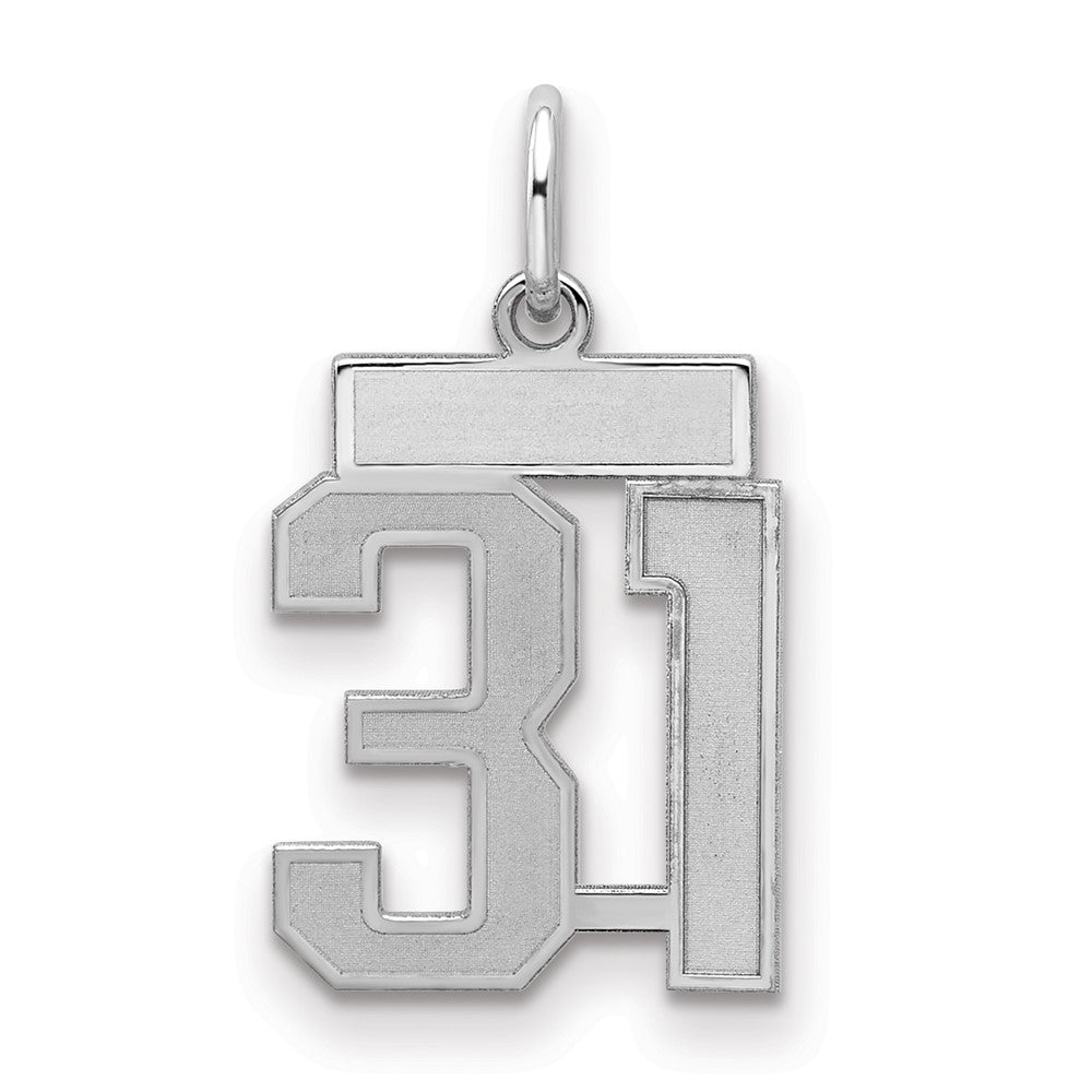 Sterling Silver/Rhodium-plated Satin Number 31 Charm - 4