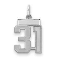Sterling Silver/Rhodium-plated Satin Number 31 Charm - 4