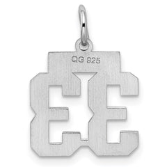 Sterling Silver/Rhodium-plated Satin Number 33 Charm - 4