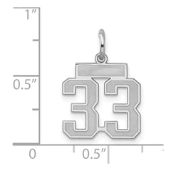 Sterling Silver/Rhodium-plated Satin Number 33 Charm - 4