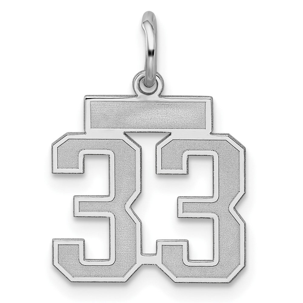 Sterling Silver/Rhodium-plated Satin Number 33 Charm - 4