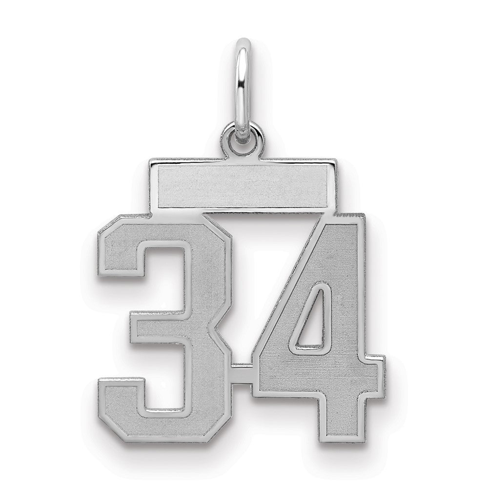 Sterling Silver/Rhodium-plated Satin Number 34 Charm - 4
