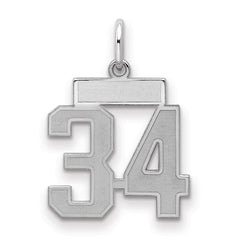 Sterling Silver/Rhodium-plated Satin Number 34 Charm - 4