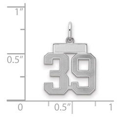 Sterling Silver/Rhodium-plated Satin Number 39 Charm - 4
