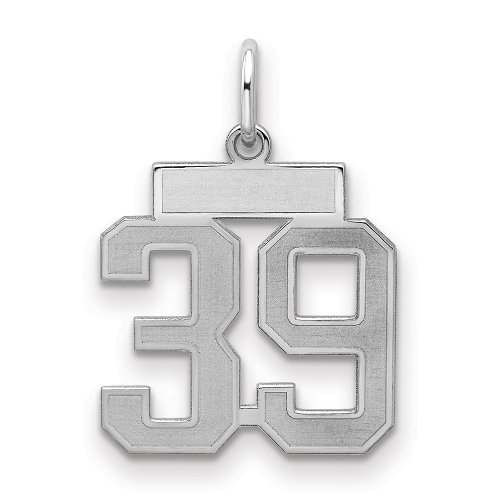 Sterling Silver/Rhodium-plated Satin Number 39 Charm - 4