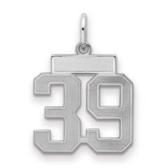 Sterling Silver/Rhodium-plated Satin Number 39 Charm - 4