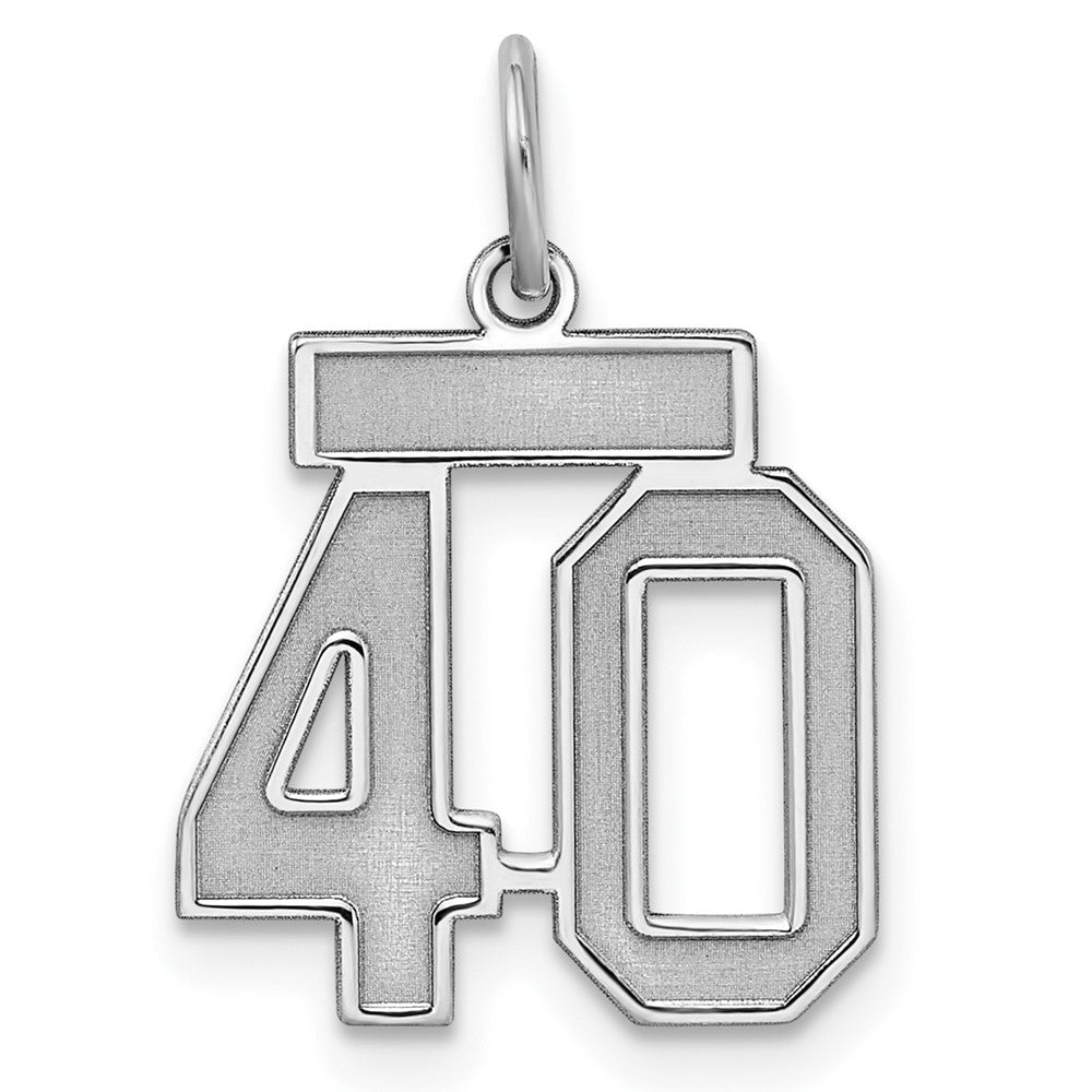 Sterling Silver/Rhodium-plated Satin Number 40 Charm - 4