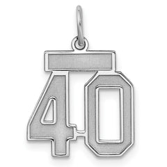 Sterling Silver/Rhodium-plated Satin Number 40 Charm - 4