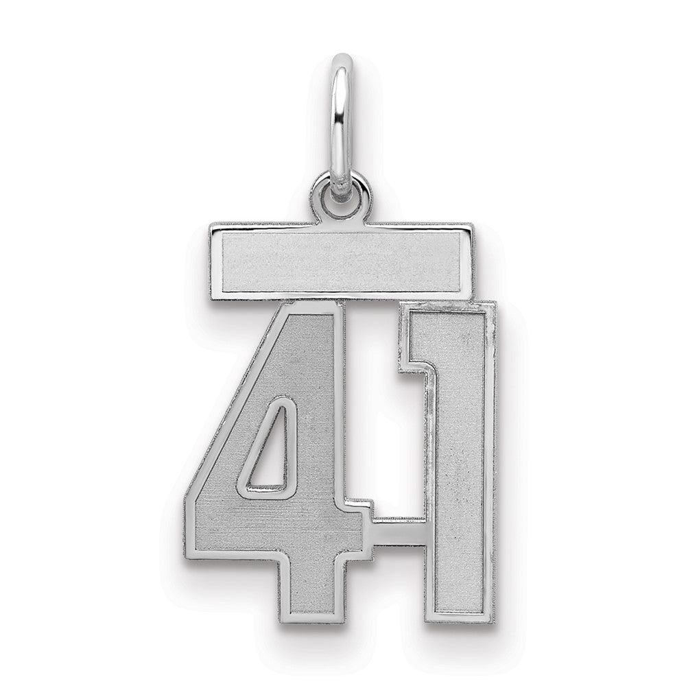 Sterling Silver/Rhodium-plated Satin Number 41 Charm - 4
