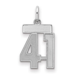 Sterling Silver/Rhodium-plated Satin Number 41 Charm - 4