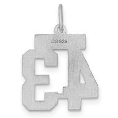 Sterling Silver/Rhodium-plated Satin Number 43 Charm - 4