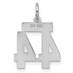 Sterling Silver/Rhodium-plated Satin Number 44 Charm - 4