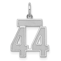Sterling Silver/Rhodium-plated Satin Number 44 Charm - 4