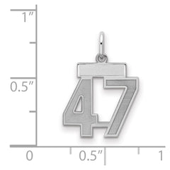 Sterling Silver/Rhodium-plated Satin Number 47 Charm - 4
