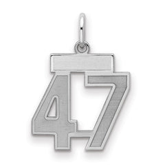 Sterling Silver/Rhodium-plated Satin Number 47 Charm - 4