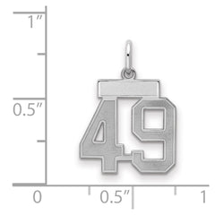 Sterling Silver/Rhodium-plated Satin Number 49 Charm - 4