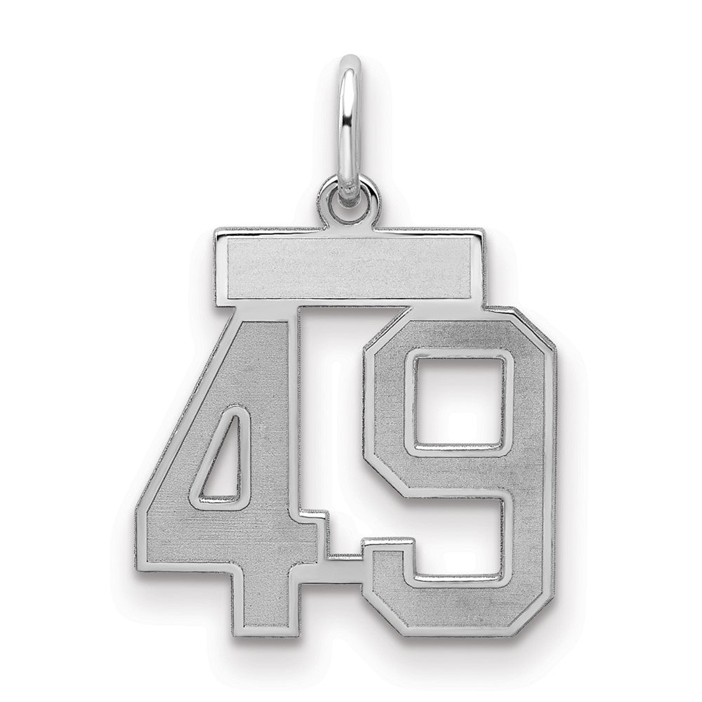 Sterling Silver/Rhodium-plated Satin Number 49 Charm - 4