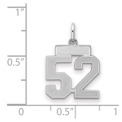 Sterling Silver/Rhodium-plated Satin Number 52 Charm - 4