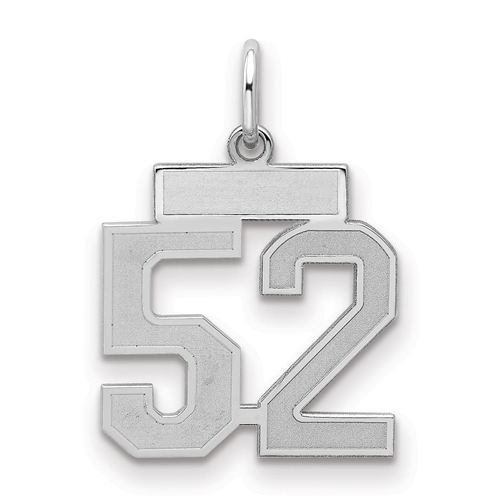 Sterling Silver/Rhodium-plated Satin Number 52 Charm - 4