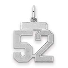 Sterling Silver/Rhodium-plated Satin Number 52 Charm - 4
