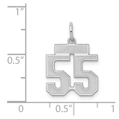Sterling Silver/Rhodium-plated Satin Number 55 Charm - 4