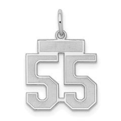 Sterling Silver/Rhodium-plated Satin Number 55 Charm - 4