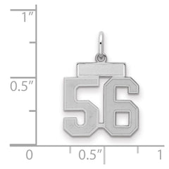 Sterling Silver/Rhodium-plated Satin Number 56 Charm - 3
