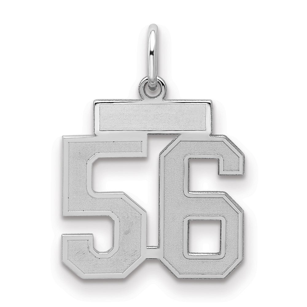 Sterling Silver/Rhodium-plated Satin Number 56 Charm - 3