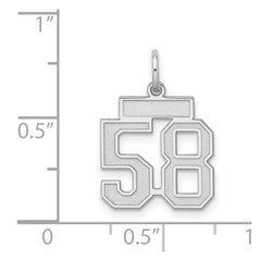 Sterling Silver/Rhodium-plated Satin Number 58 Charm - 3