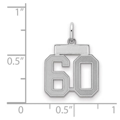Sterling Silver/Rhodium-plated Satin Number 60 Charm - 4
