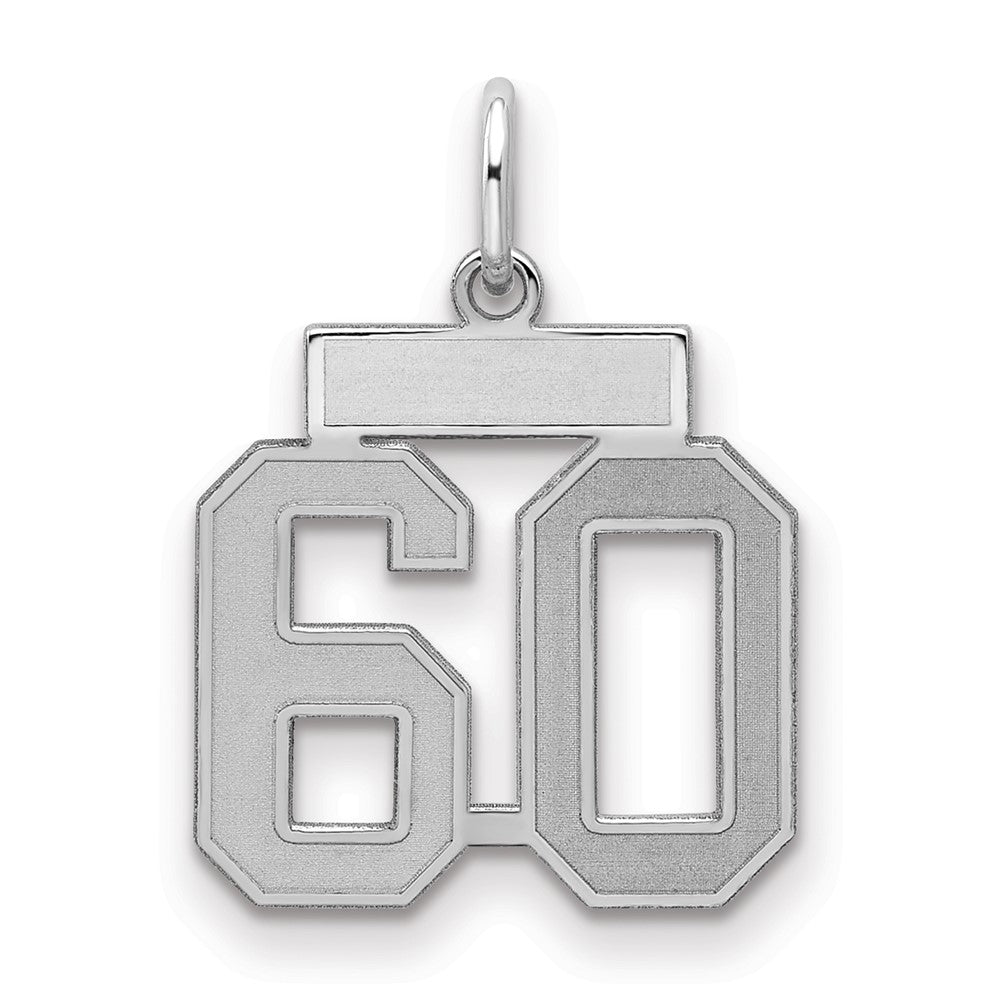 Sterling Silver/Rhodium-plated Satin Number 60 Charm - 4