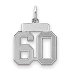Sterling Silver/Rhodium-plated Satin Number 60 Charm - 4