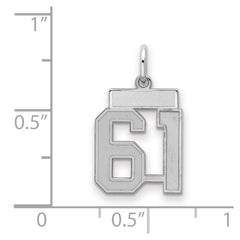 Sterling Silver/Rhodium-plated Satin Number 61 Charm - 4
