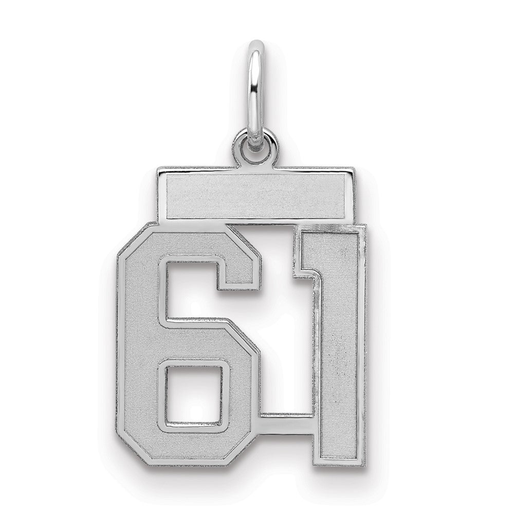 Sterling Silver/Rhodium-plated Satin Number 61 Charm - 4