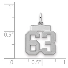 Sterling Silver/Rhodium-plated Satin Number 63 Charm - 3