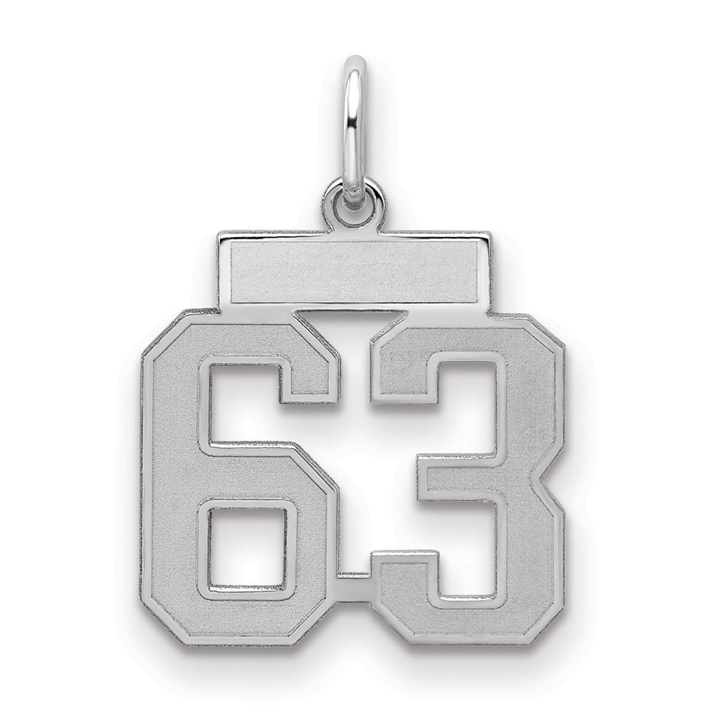Sterling Silver/Rhodium-plated Satin Number 63 Charm - 3