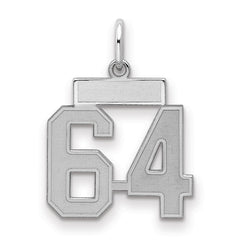 Sterling Silver/Rhodium-plated Satin Number 64 Charm - 2