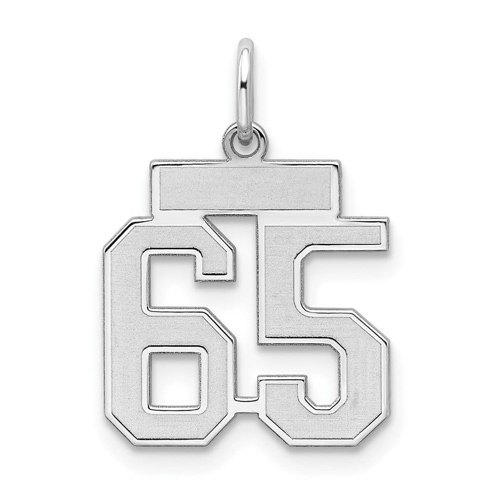 Sterling Silver/Rhodium-plated Satin Number 65 Charm - 4