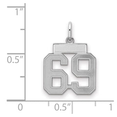 Sterling Silver/Rhodium-plated Satin Number 69 Charm - 2