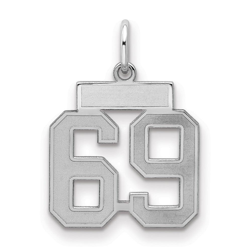 Sterling Silver/Rhodium-plated Satin Number 69 Charm - 2