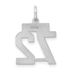 Sterling Silver/Rhodium-plated Satin Number 72 Charm - 4