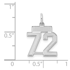 Sterling Silver/Rhodium-plated Satin Number 72 Charm - 4