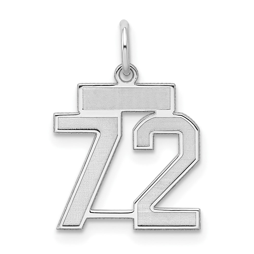 Sterling Silver/Rhodium-plated Satin Number 72 Charm - 4