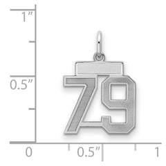 Sterling Silver/Rhodium-plated Satin Number 79 Charm - 3
