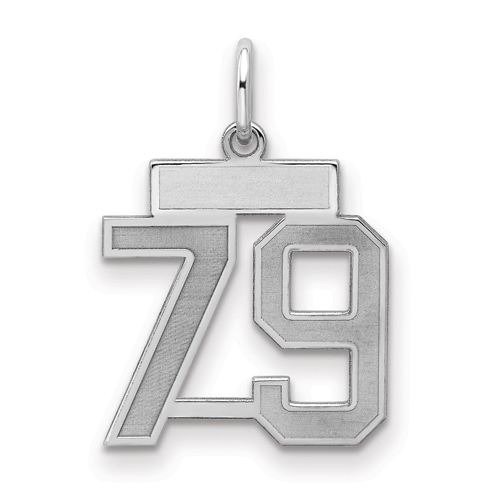 Sterling Silver/Rhodium-plated Satin Number 79 Charm - 3