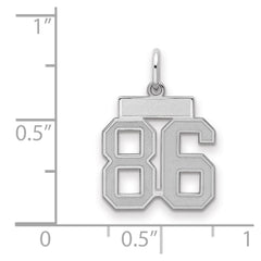 Sterling Silver/Rhodium-plated Satin Number 86 Charm - 4