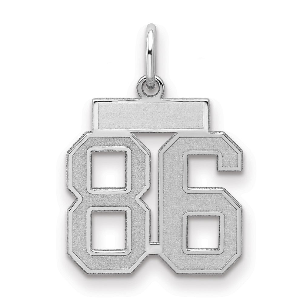 Sterling Silver/Rhodium-plated Satin Number 86 Charm - 4